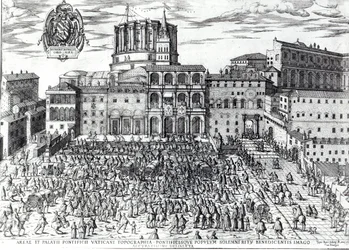 De zegening van paus Pius V op het Sint-Pietersplein c.1567